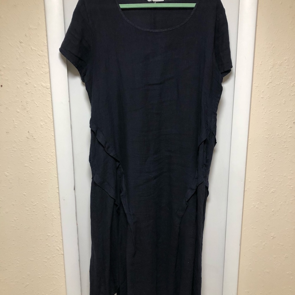Blue 100% Linen Dress